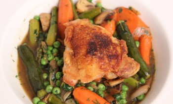 Crispy Chicken with Braised Spring Vegetables – Laura Vitale – Laura in the Kitchen Episode 364