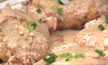 Chicken Cordon Bleu with Bacon and Scallion Crème Gravy